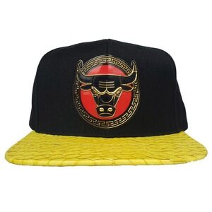 Chicago Bulls Mitchell & Ness NBA Snapback Hat Cap Carp Fish Skin Bill Black New
